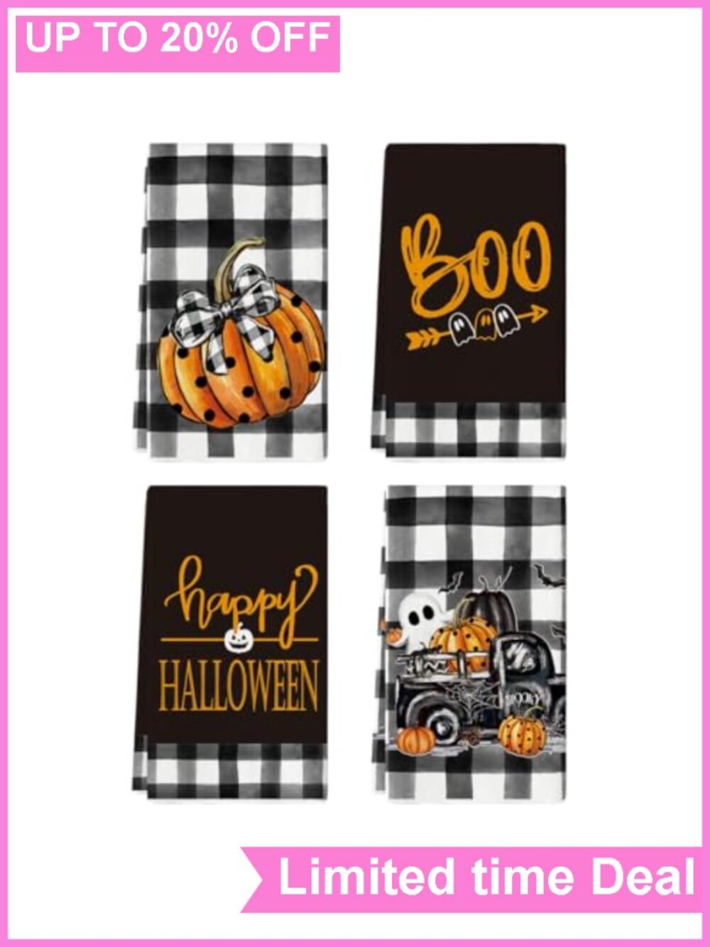 Halloween Kitchen Towels Set of 4 18x26 Inch Absorbent Polyester